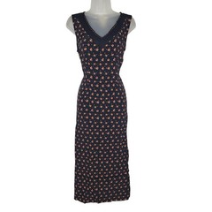 Vintage 90s April Cornell Midi Dress Ditsy Black Floral Cottagecore Small 40s
