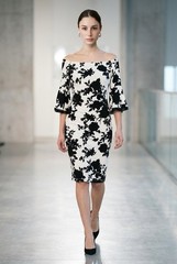 Premier Amour Off Shoulder Dress L NWT Black White Floral bell sleeve