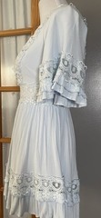 Saints + Secrets Ruffled Mini Dress Sz S Blue Plunging Neck Lace Trim City Sexy