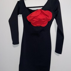 Bella Barnett Dress Womens Small Black Bodycon Bandage Cocktail Party 3D Flower