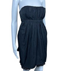 BCBGeneration Y2K Babydoll Strapless Bubble Hem Dress 8 Lace Pleated Coquette