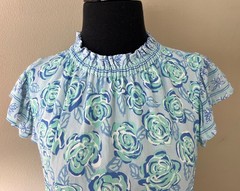 Small SAIL TO SABLE Floral Mini Ruffled Blue Flutter Sleeves Elastic Waist Dress