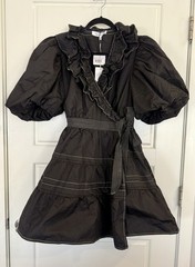 Sofie the label Black Ruffle Puff Sleeve Dress w/ Pockets Size M