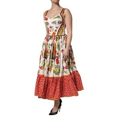 DOLCE & GABBANA Dress White Vegetables Sleeveless A-line Midi IT40/US6/S 2780usd