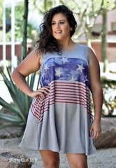 USA New PLUS SIZE Womens OVERSIZED AMERICAN FLAG SWING SLEEVELESS DRESS XL 1X 2X