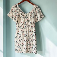 Olivaceous Floral Cottagecore Dress Ruffle Babydoll Mini Boned Bodice S/M Medium