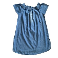 Style Envy Tencel Chambray Dress L Off Shoulder Blue Boho Casual Summer Mini New