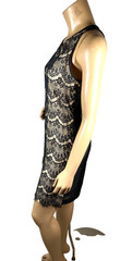 Esley Size Small 100% Polyester Sleeveless Black Lace Cocktail Dress Solid Back