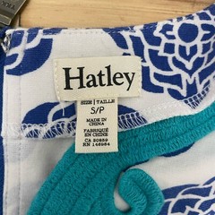 Hatley Fitted Stretch Dress Floral White Blue Resort Embroidered Neck Size Small