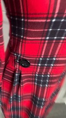 Apricot Red Black Tartan Check Cowl Neck Knit Jumper Dress M UK 12 B21