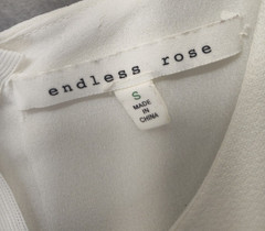 Endless Rose Women Dress Small Off White 100% Polyester Cut Out Ruffle Mini