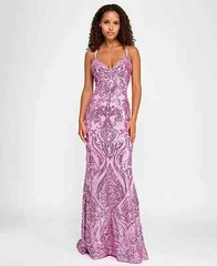 $199 B Darlin Juniors Sequin-Pattern Floor- Dark Mauve 13/14