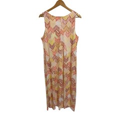Naturals d&co Chevron Knit Midi Dress Side Slit Boho Coastal Resortwear Cruise M