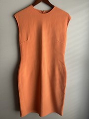 CELINE Vintage Finition Main Dress Stretch Wool Orange Size 42 RARE