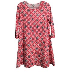 Crown & Ivy Coastal Knit Shift Dress Women PS Coral Starfish Resortwear Beach