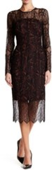 Rachel Roy PINOT NOIR COMBO Long Sleeve Lace Midi Dress Sz: 12 – $189 Now $79.99