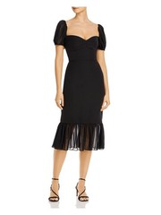 AIDAN MATTOX Womens Sheath Below The Knee Dress Black Pouf Evening 0