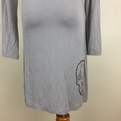 ZAC POSEN Light Gray Silver Skull Rhinestone Long Sleeve Dress Womens sz Small