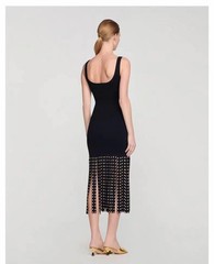 Sandro Women&rsquo;s black Beading beads Tassel Knitted Strapless Dresses