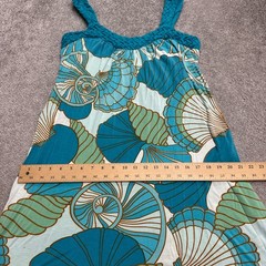 Tori Richard Sea Shell Mini Sun Dress Womens Small Blue Green Braided Strap Boho