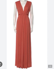 Rachel Pally Coral V-Neck Sleeveless Maxi Dress S Modal/Spandex Jersey Tie