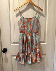 SHEIN Multicolor Abstract Print Shirred Bodice Cami Mini Dress Women’s Size M