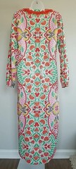 Boden Fringe Trim Detail Kaftan Maxi Dress NWT US 6 Bright Papaya Orange Green