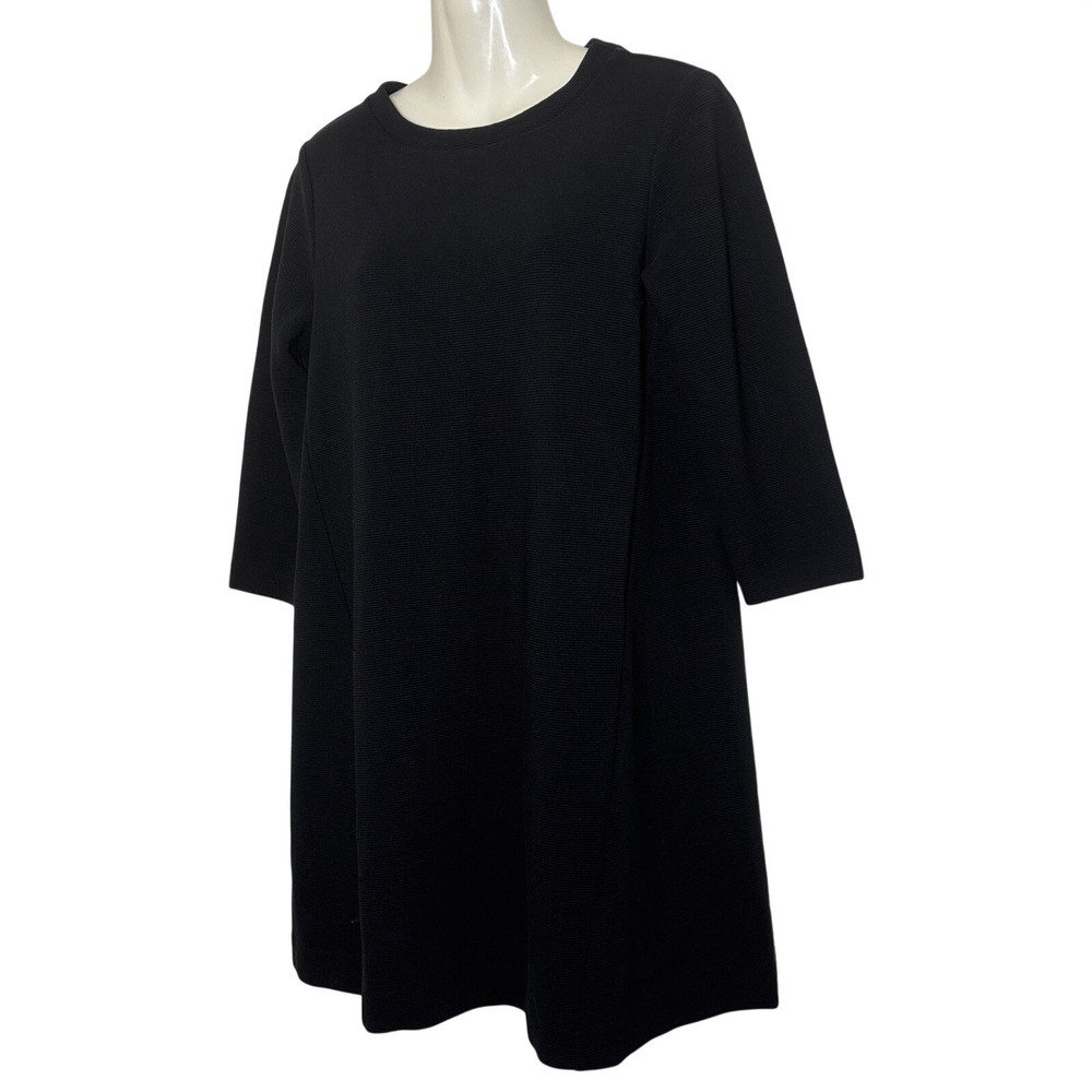Boden Ottilie Ottoman Ribbed Shift Dress Black 3/4 Sleeve Size US 8R UK 12R