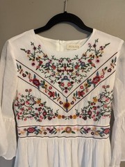 Roolee Embroidered Dress. Off White. Bell Sleeves. Size Small.