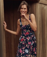 Organic Fit & Flare Square Neck Dress, Dayspring Blooms Multi