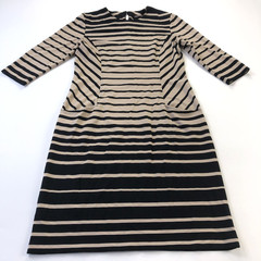 J McLaughlin Large Sheath Fitted Rayon Nylon Knee Length Dress Black Beige