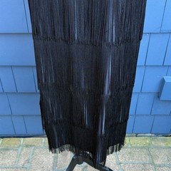 Source Unknown Black Fringe Midi Dress flapper 20’s cocktail 🍸