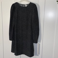 H&M Black and White Puff Sleeve Dress Polka Dot Size Medium H&M Long Sleeve – E