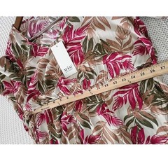 Parisian M&M NWT Tropical Leaf Maxi Dress S 100% Cotton Pink Green Long Slv $158