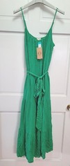 Mason & Belle 100% Rayon Crinkle Fisher Tie Waist Maxi Dress – Green – Large