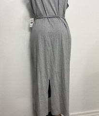 Madison Gray Stretch Pocketed Slit Back Tie Midi Dress Womens Size Large Casual