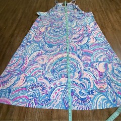 Lilly Pulitzer Margot Dress M Halter Mini Swing Dress Blue abstract seashells