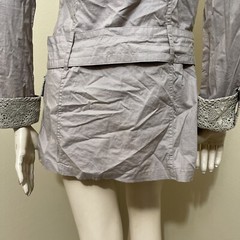 Women’s Beige Cotton Casual Collared Belted Lace Pickets Size S Button-up Dress