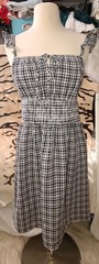 NWT Wayf Smocked Waist Sz M Gingham Dress Black White Lined Boho Fests Concert