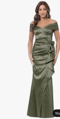 Xscape Women&rsquo;s Taffeta Off The Shoulder Sweetheart Neckline Ruffle Dress Size 12