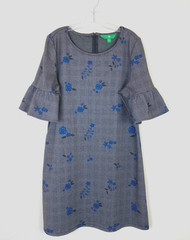 Dip Women&rsquo;s A-Line Sheath Dress Size XL Gray Blue Floral Print Scuba Knit Office