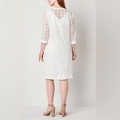 Maya Brooke Women&rsquo;s 14 Sheath Dress with Jacket White 26367C 2pc Set NWT