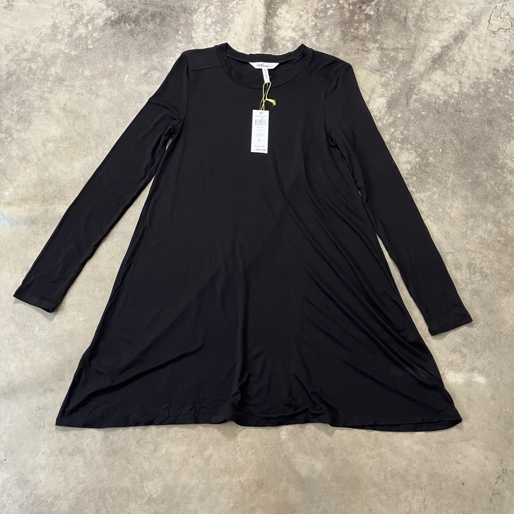 Bcbgeneration Dress Womens Small Black Long Sleeve Short Swing Minimalist