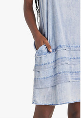 NWT Splendid Celine Mini Dress Bleached Indigo Blue Denim Lyocell XS $168
