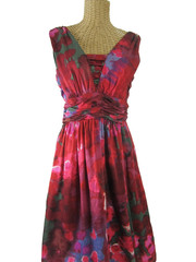 Banana Republic Womens 6 Red Green Blue Floral Empire Waist Silk Dress Small