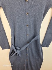 NWT FORTUNE + IVY Morgana Collared Ribbed Dress Navy Blue Petites SP