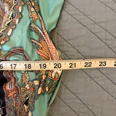 NWT One World Paisley Cowl Neck Dress XL Turquoise Black Boho Flutter Sleeve