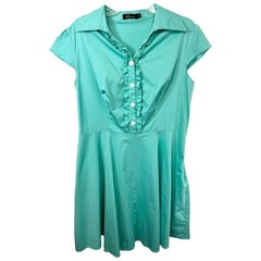Wedtrend 3XL Dress Teal Green Ruffle Heart Button Flare Shirt Dress Kawaii 906