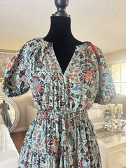 Ulla Johnson Olina Dress Size 8 | 100% Cotton Floral Poplin Midi Dress