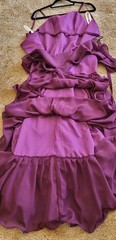 NWT Tiered w/ruffle Chiffon Lined Long formal dress w/Lace up back Burgundy